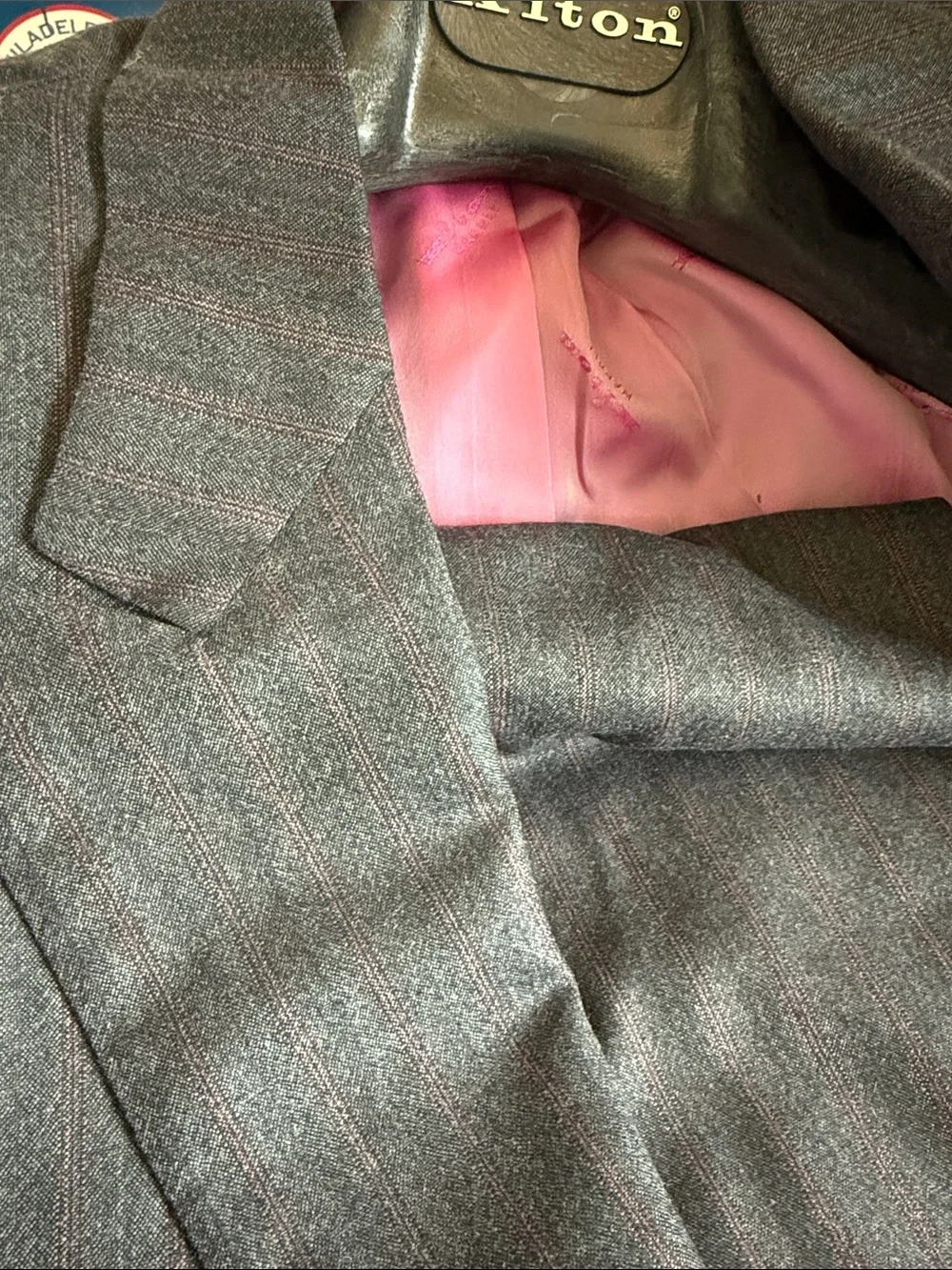 Kiton Gray Pinstripe Suit with Pink Stripe Detail EU48